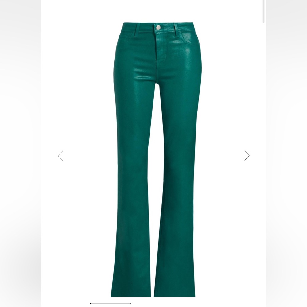 L’Agence Ruth High Rise Teal Coated Straight Leg Denim NWOT sz 27